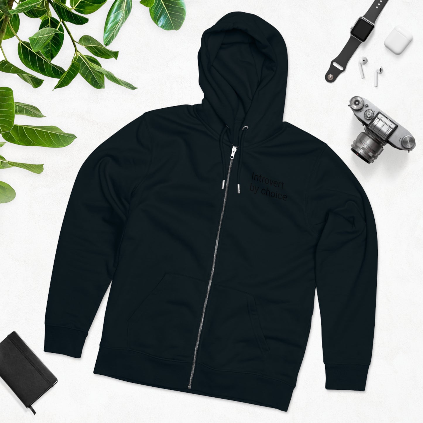 Introvert Adult Unisex Organic Cotton Zip-up Hoodie