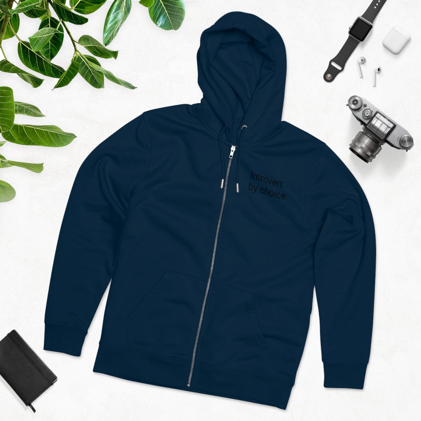 Introvert Adult Unisex Organic Cotton Zip-up Hoodie