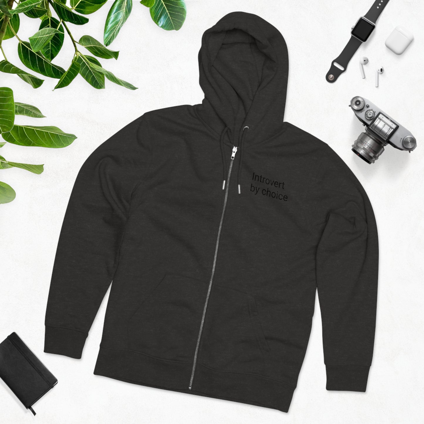 Introvert Adult Unisex Organic Cotton Zip-up Hoodie