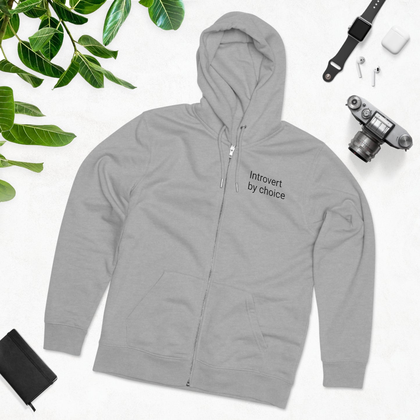 Introvert Adult Unisex Organic Cotton Zip-up Hoodie